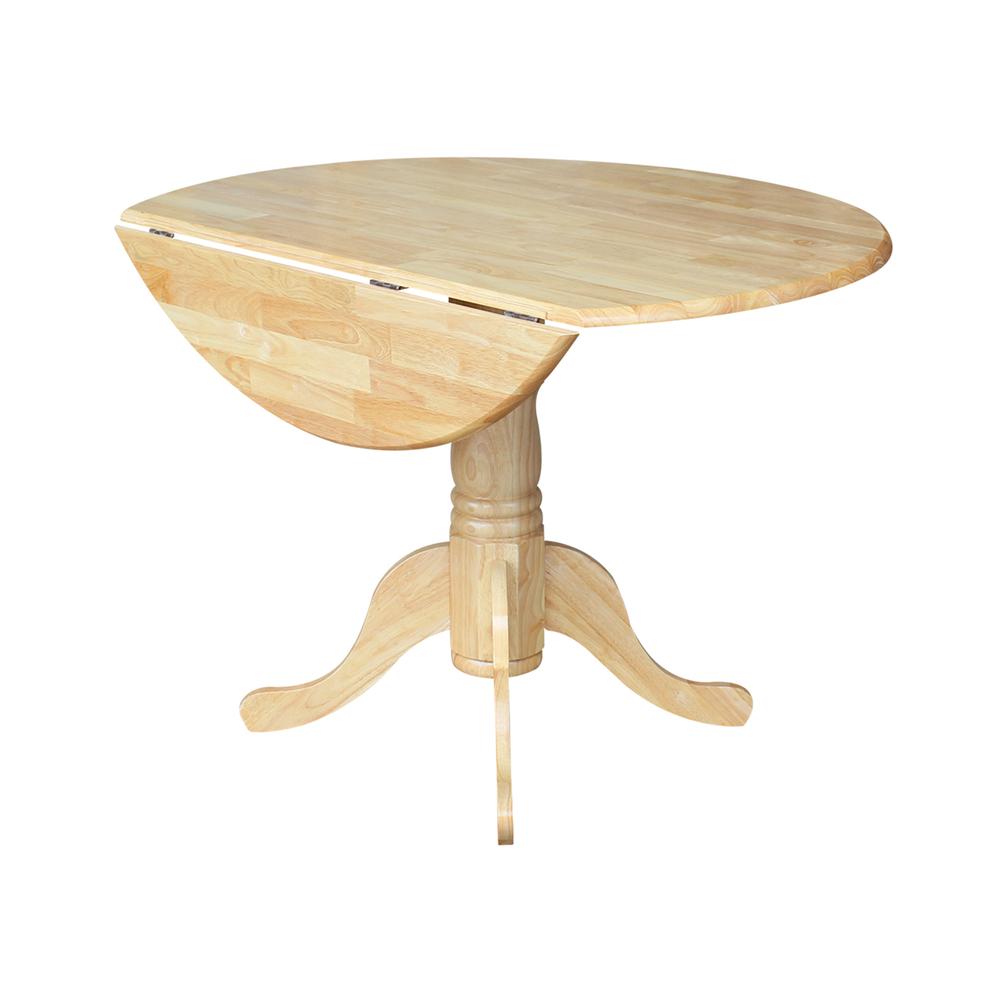 42" Round Dual Drop Leaf Pedestal Table, Natural. Picture 4