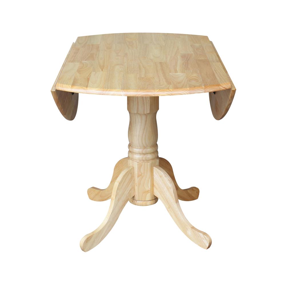 42" Round Dual Drop Leaf Pedestal Table, Natural. Picture 9
