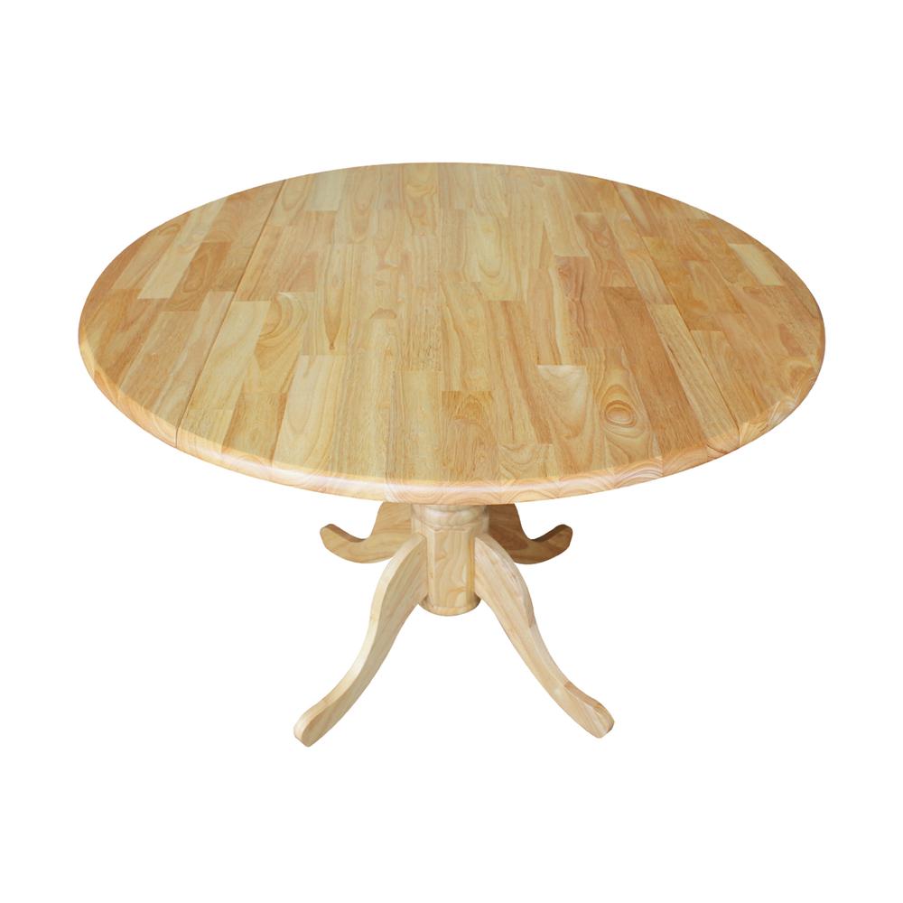 42" Round Dual Drop Leaf Pedestal Table, Natural. Picture 10