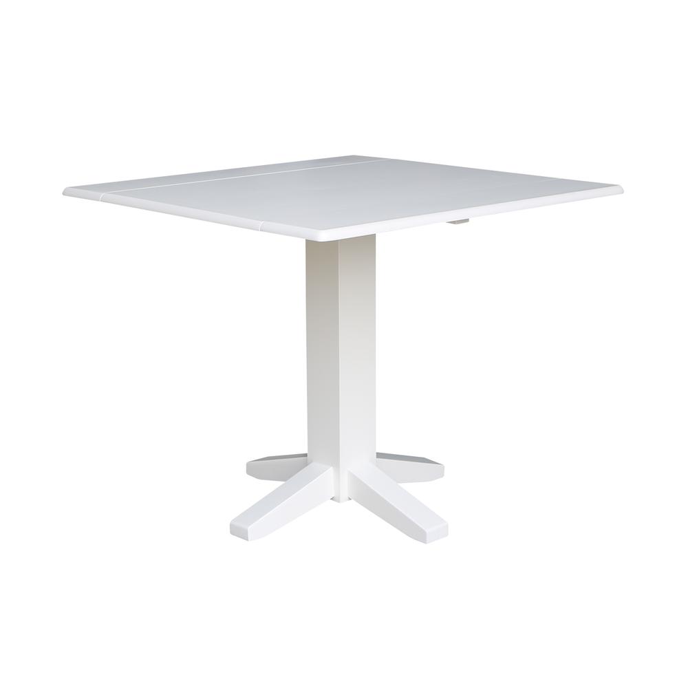36" Square Dual Drop Leaf Dining Table , White. Picture 10