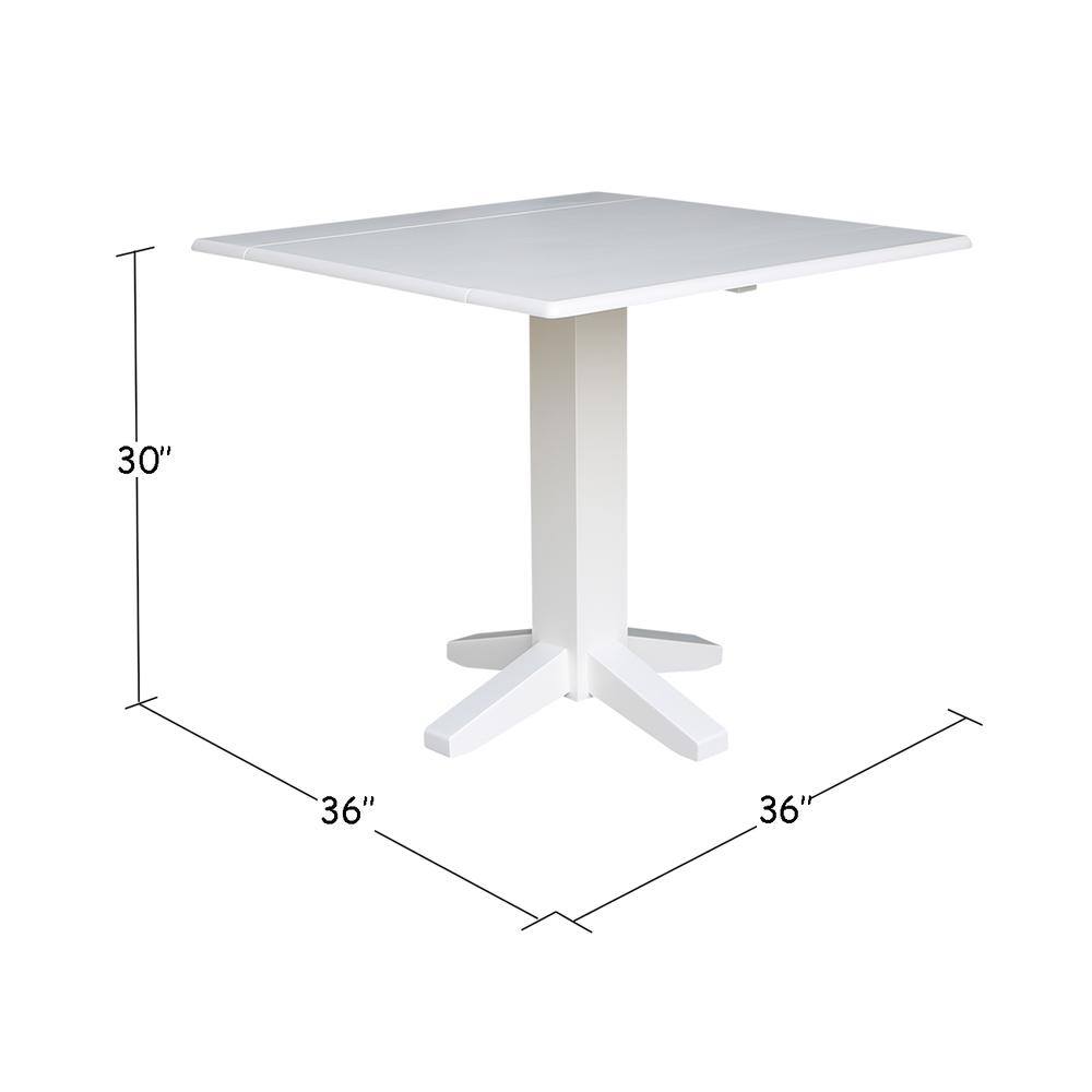 36" Square Dual Drop Leaf Dining Table , White. Picture 1