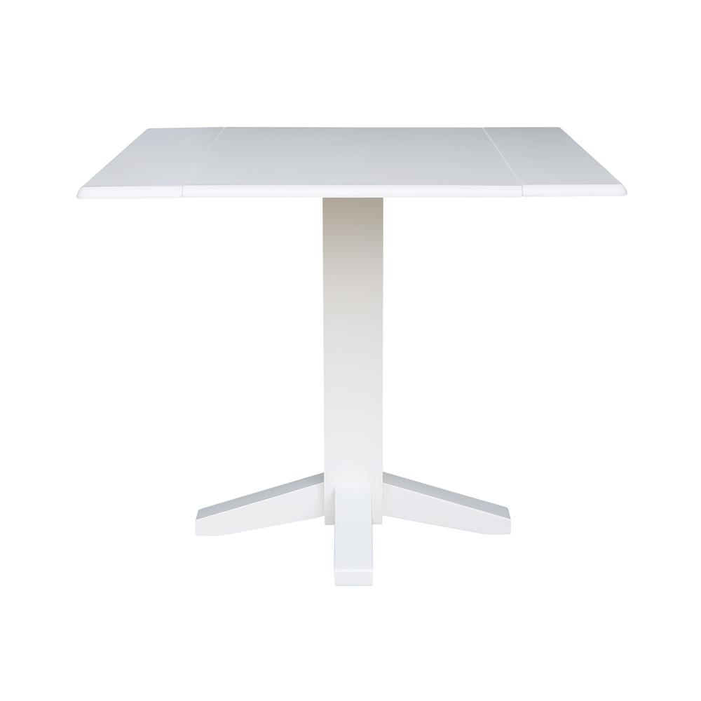 36" Square Dual Drop Leaf Dining Table , White. Picture 4