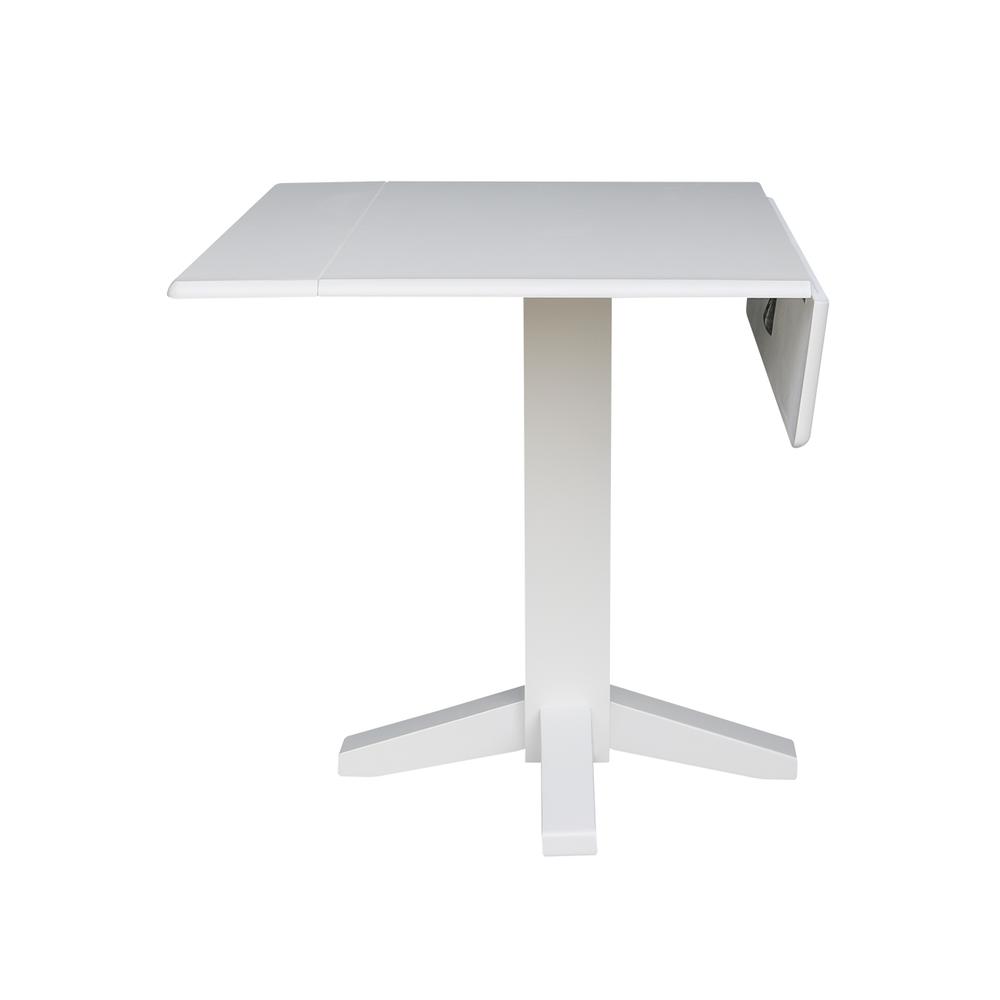 36" Square Dual Drop Leaf Dining Table , White. Picture 2