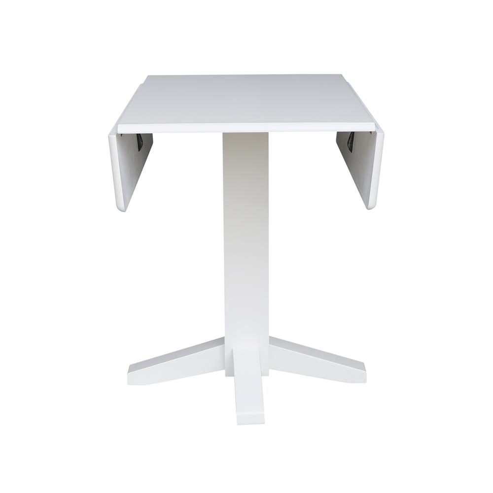 36" Square Dual Drop Leaf Dining Table , White. Picture 3