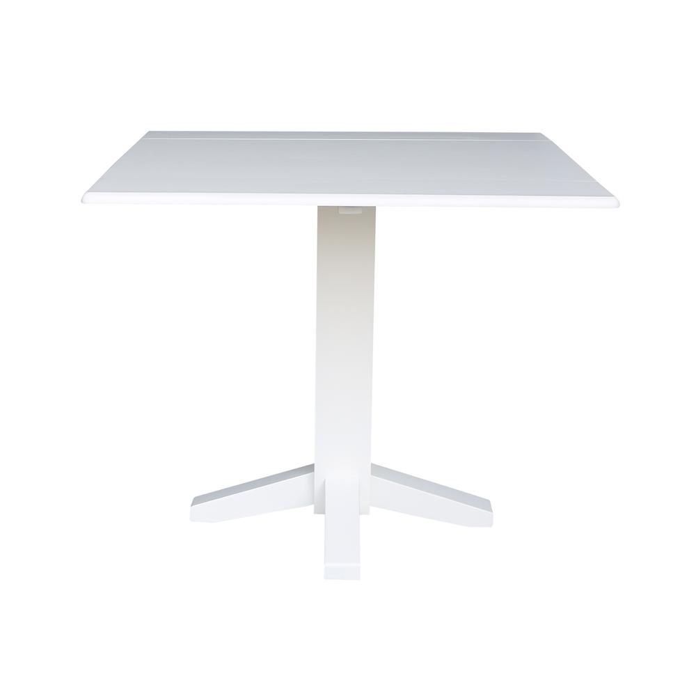 36" Square Dual Drop Leaf Dining Table , White. Picture 7
