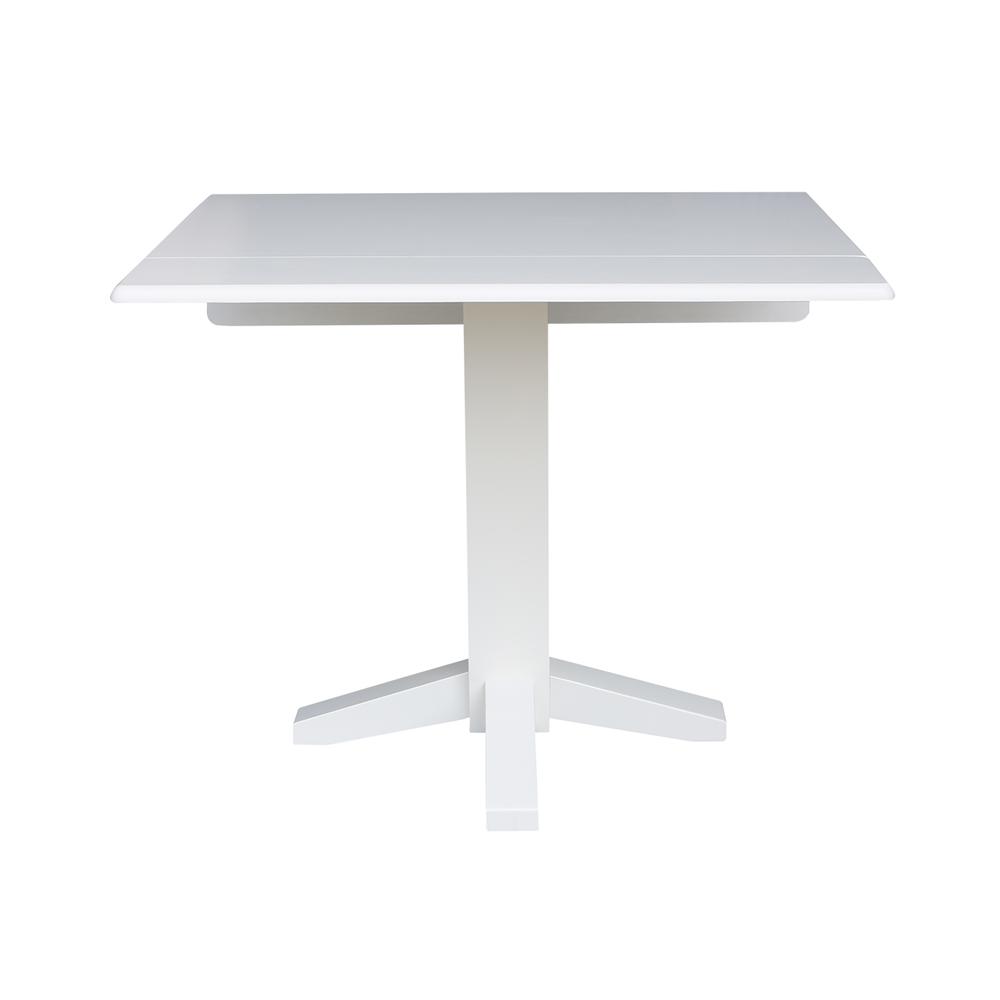 36" Square Dual Drop Leaf Dining Table , White. Picture 5
