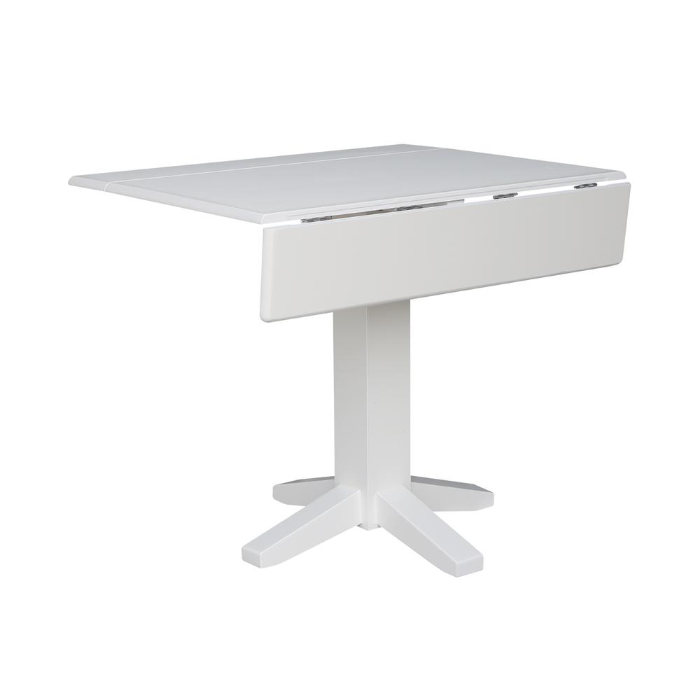 36" Square Dual Drop Leaf Dining Table , White. Picture 8