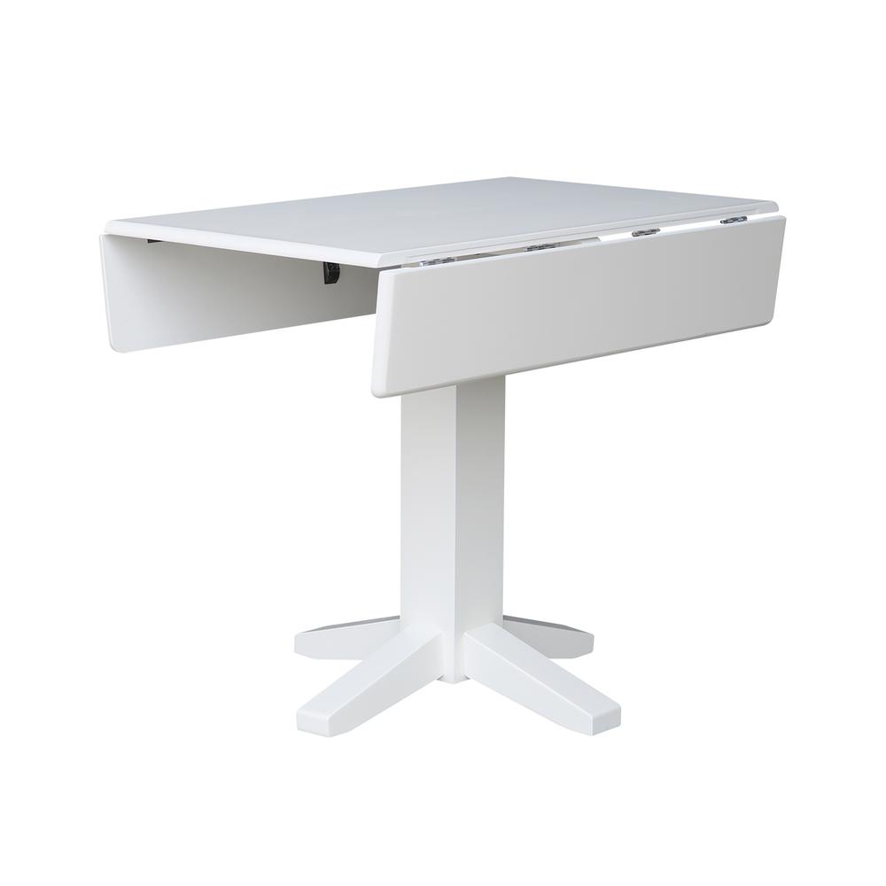 36" Square Dual Drop Leaf Dining Table , White. Picture 9