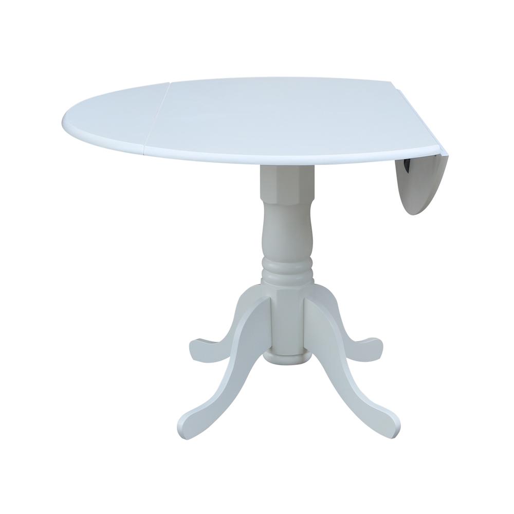 42" Round Dual Drop Leaf Pedestal Table, White. Picture 2
