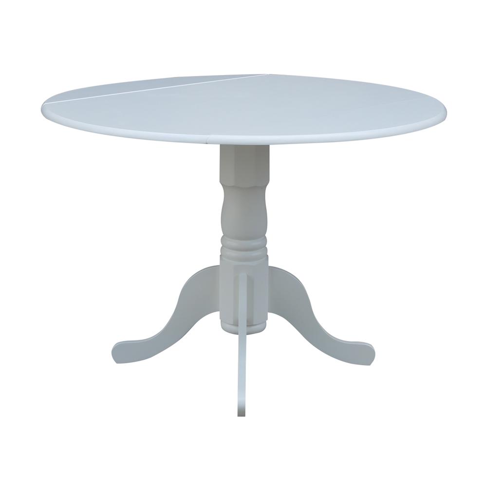 42" Round Dual Drop Leaf Pedestal Table, White. Picture 5