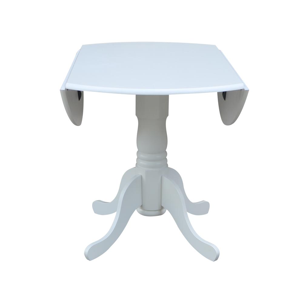 42" Round Dual Drop Leaf Pedestal Table, White. Picture 7