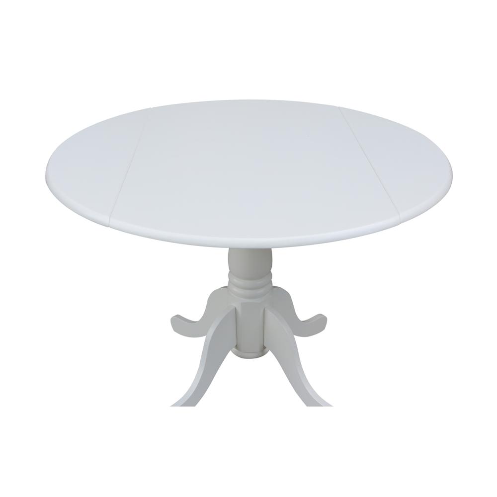 42" Round Dual Drop Leaf Pedestal Table, White. Picture 8