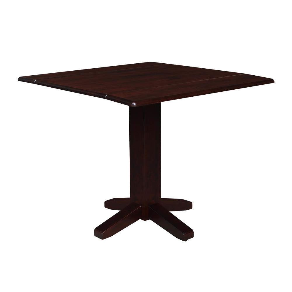 36" Square Dual Drop Leaf Dining Table , Rich Mocha. Picture 9