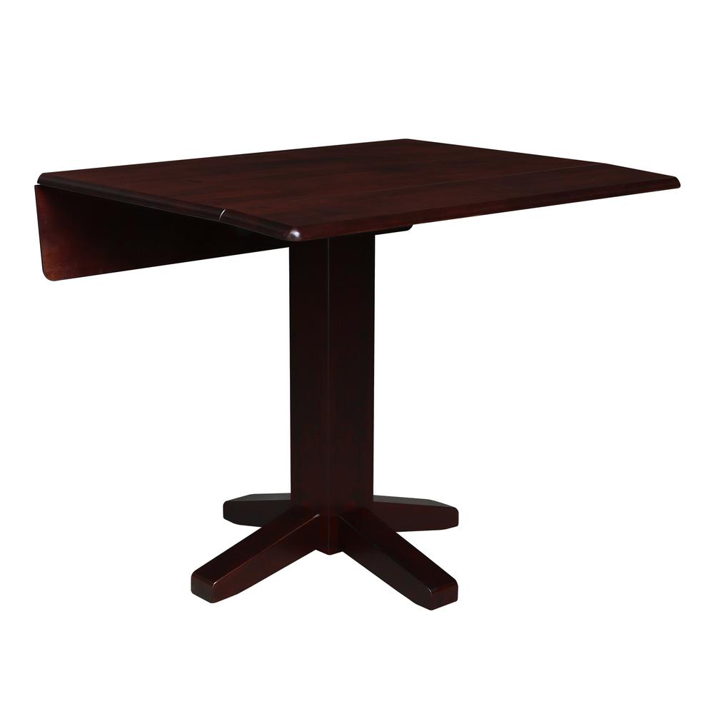 36" Square Dual Drop Leaf Dining Table , Rich Mocha. Picture 2