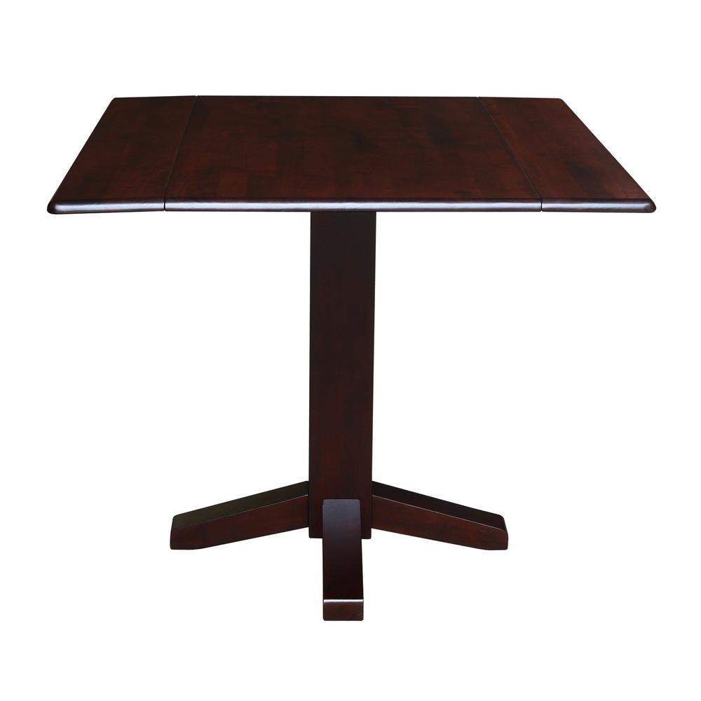 36" Square Dual Drop Leaf Dining Table , Rich Mocha. Picture 6