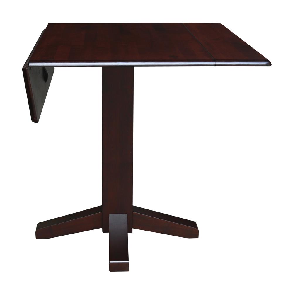 36" Square Dual Drop Leaf Dining Table , Rich Mocha. Picture 4
