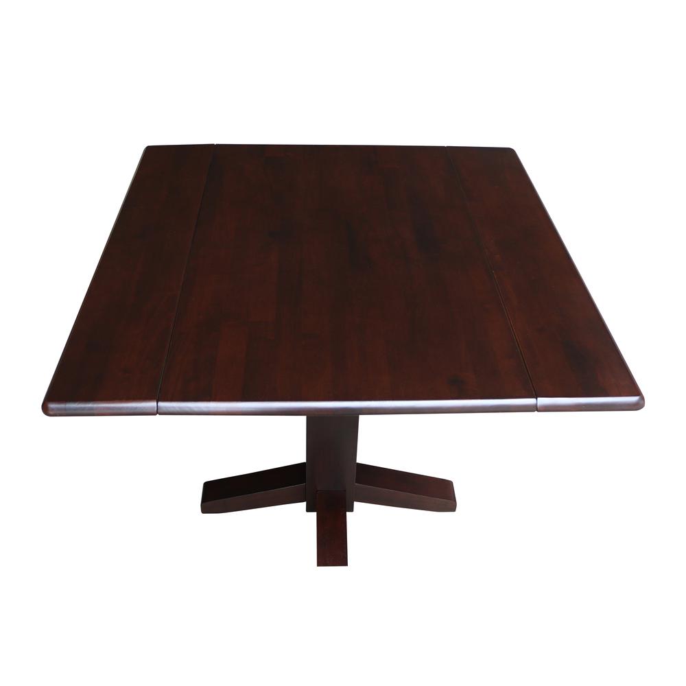 36" Square Dual Drop Leaf Dining Table , Rich Mocha. Picture 8
