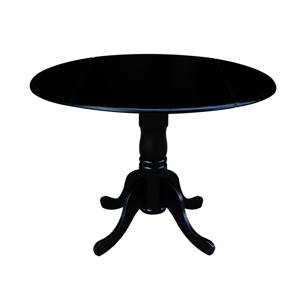 42" Round Dual Drop Leaf Pedestal Table, Black. Picture 10