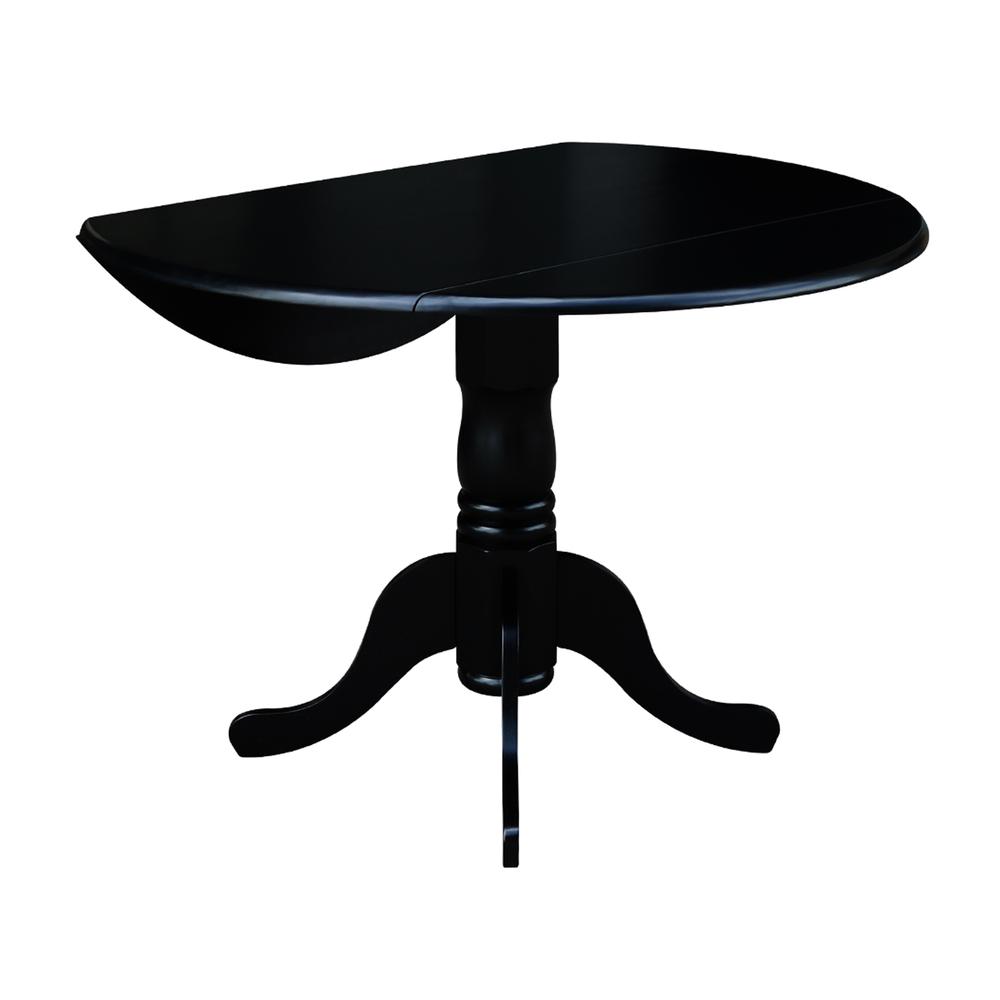42" Round Dual Drop Leaf Pedestal Table, Black. Picture 4