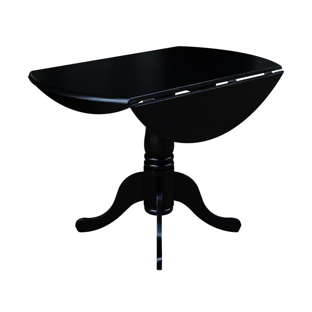 42" Round Dual Drop Leaf Pedestal Table, Black. Picture 5
