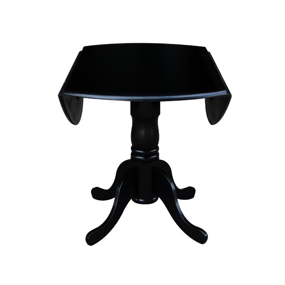 42" Round Dual Drop Leaf Pedestal Table, Black. Picture 8