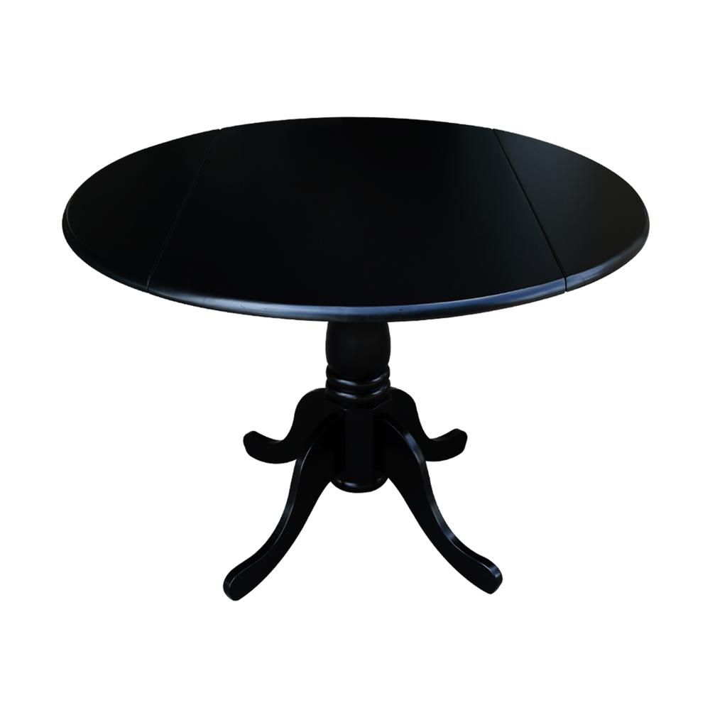 42" Round Dual Drop Leaf Pedestal Table, Black. Picture 9