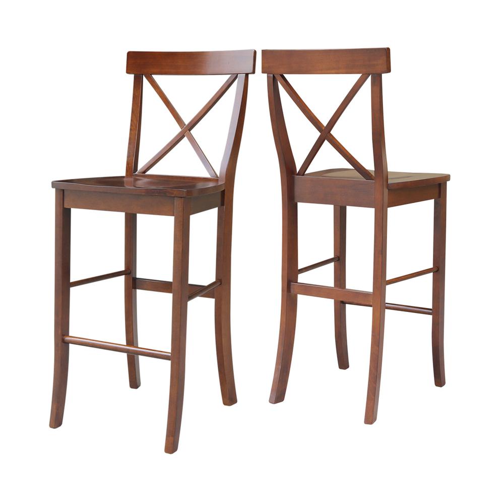 X-Back Bar height Stool - 30" Seat Height, Espresso. Picture 7