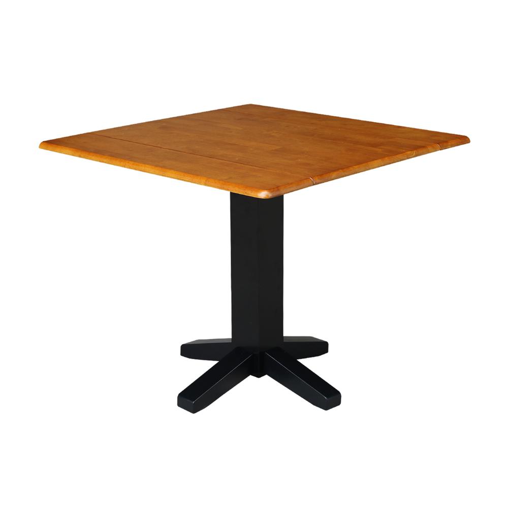 36" Square Dual Drop Leaf Dining Table , Black/Cherry. Picture 12