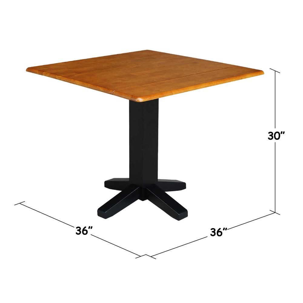 36" Square Dual Drop Leaf Dining Table , Black/Cherry. Picture 1