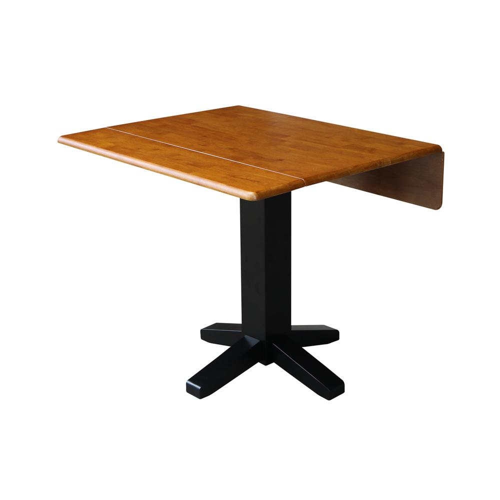 36" Square Dual Drop Leaf Dining Table , Black/Cherry. Picture 5