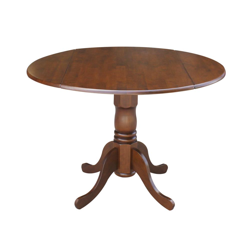 42" Round Dual Drop Leaf Pedestal Table, Espresso. Picture 9