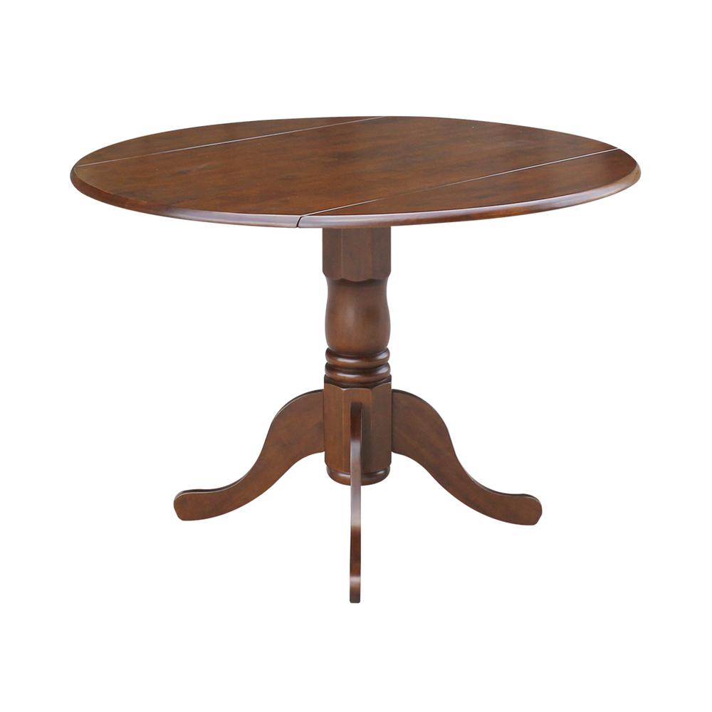 42" Round Dual Drop Leaf Pedestal Table, Espresso. Picture 5