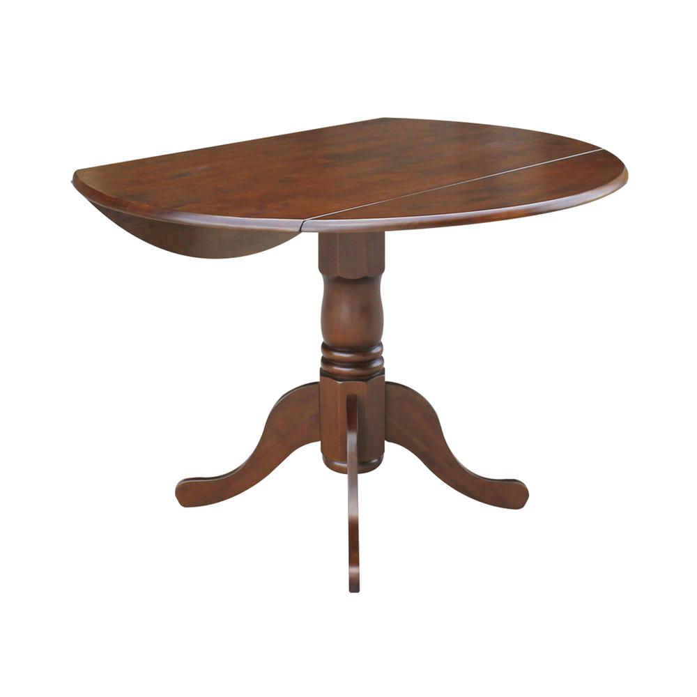 42" Round Dual Drop Leaf Pedestal Table, Espresso. Picture 3
