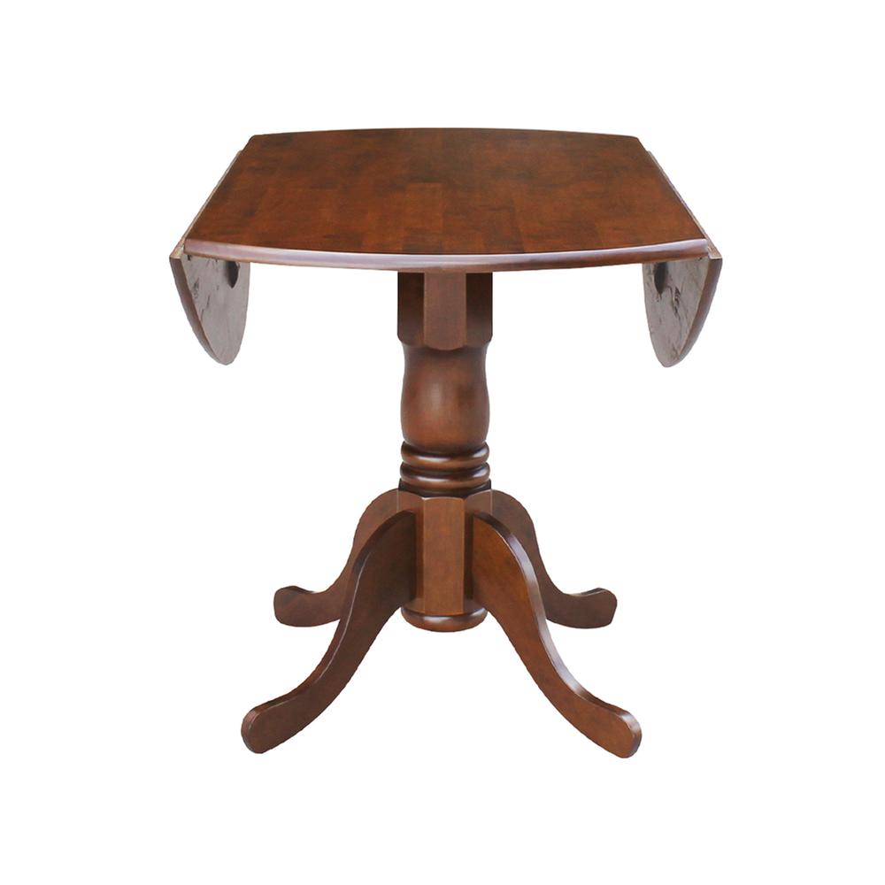 42" Round Dual Drop Leaf Pedestal Table, Espresso. Picture 7