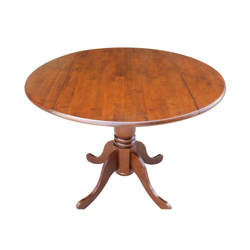 42" Round Dual Drop Leaf Pedestal Table, Espresso. Picture 8