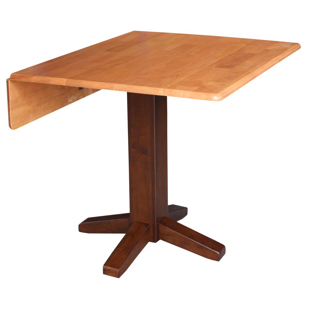 36" Square Dual Drop Leaf Dining Table , Cinnamon/Espresso. Picture 1