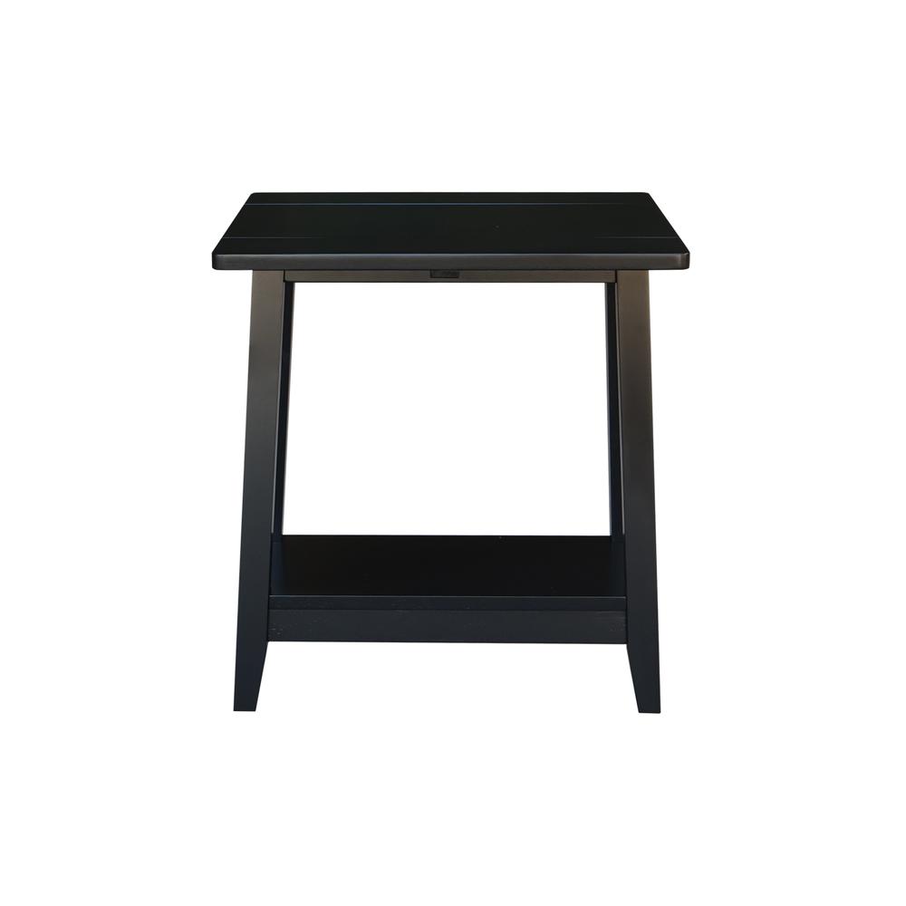 Solid Wood Square Drop Leaf Side Table in Black. Picture 7