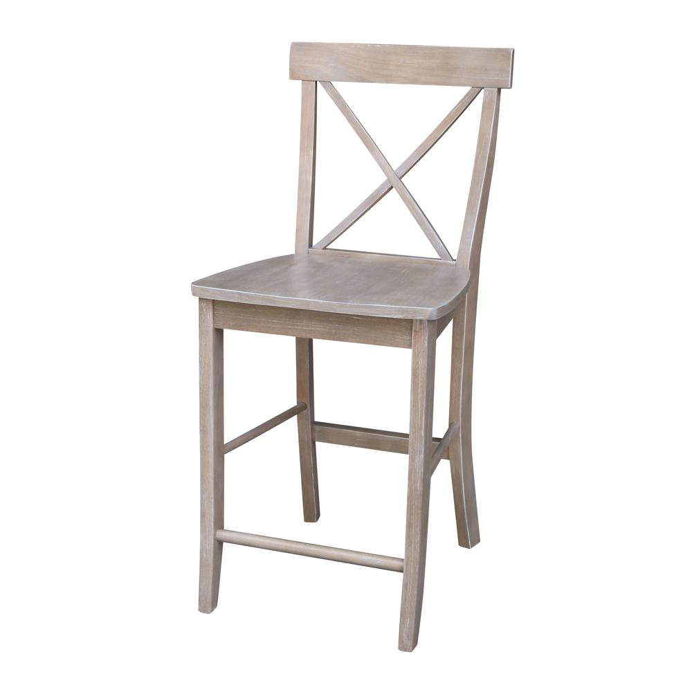 X-Back Counter height Stool - 24" Seat Height, Washed Gray Taupe. Picture 1