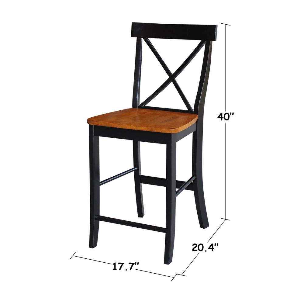 X-Back Counter height Stool - 24" Seat Height, Black/Cherry. Picture 9