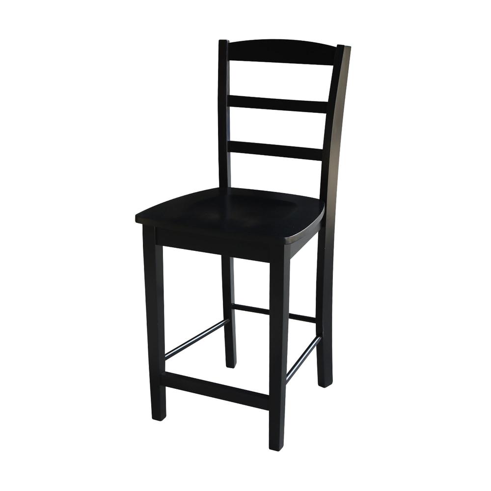 Madrid Counter height Stool - 24" Seat Height, Black. Picture 1