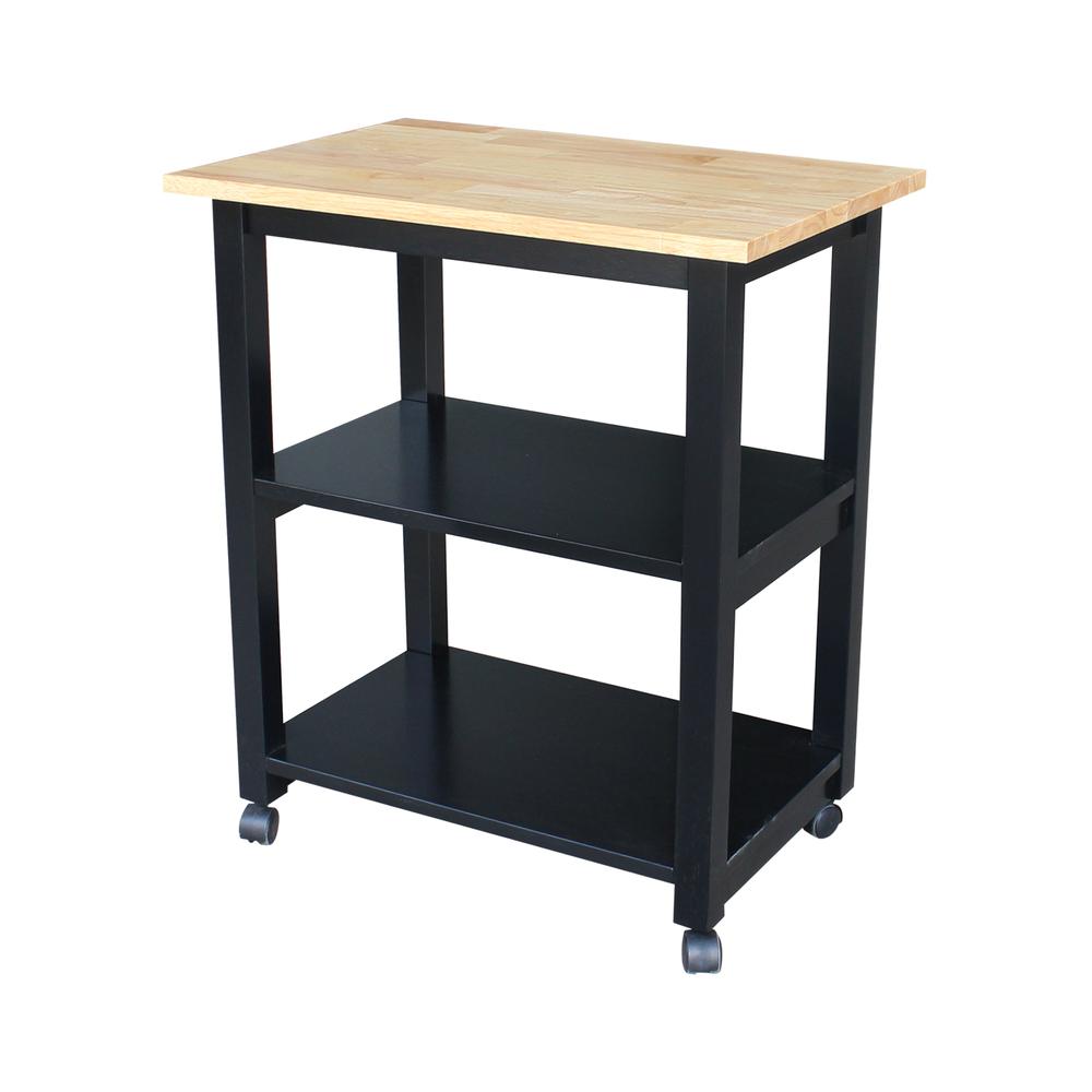 Microwave Cart, Black/Natural. Picture 1