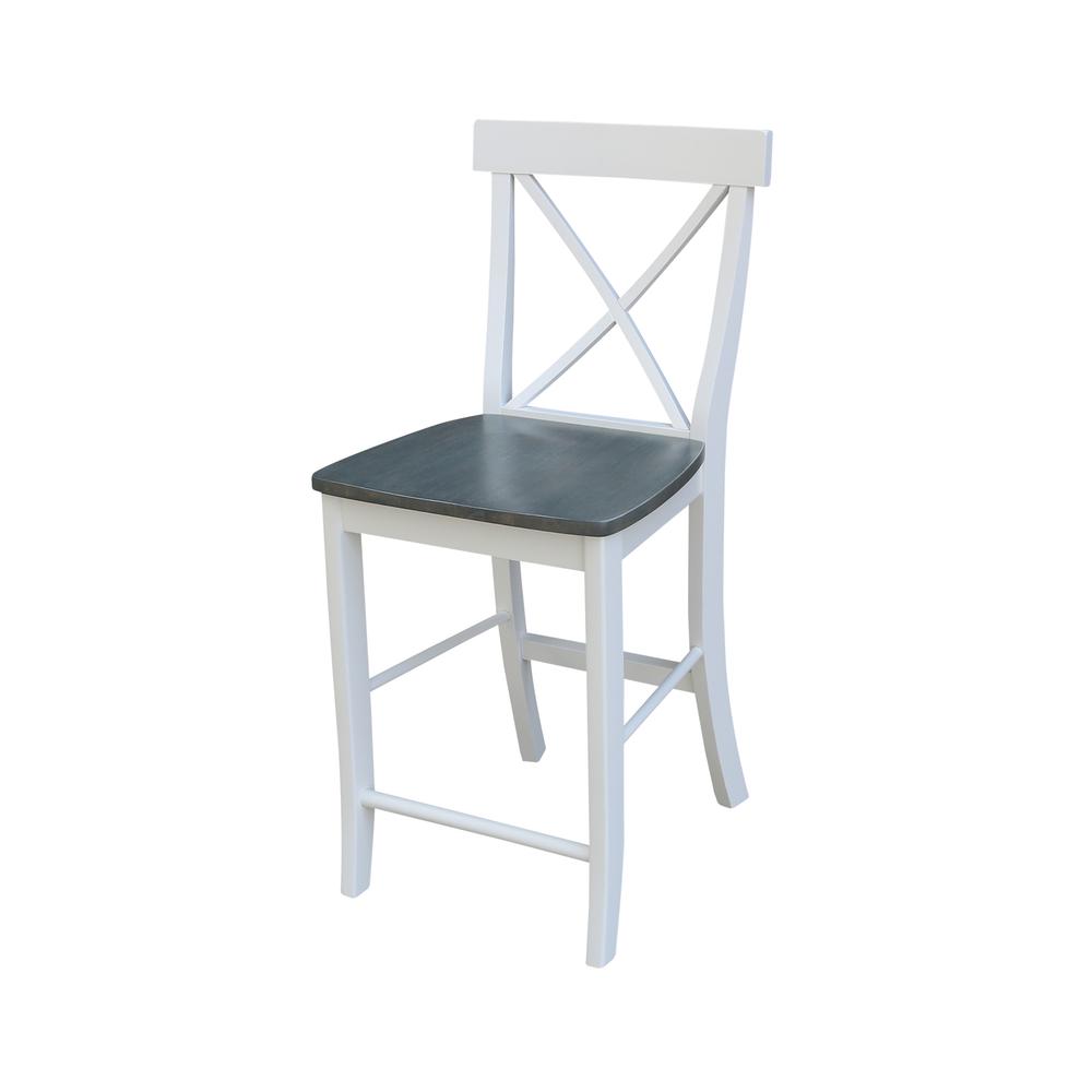 X-back Counterheight Stool - 24" Seat Height, White/Heather Gray. Picture 1