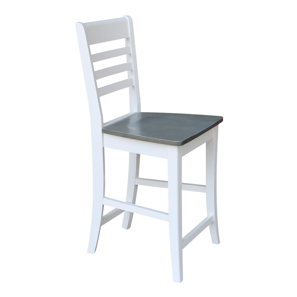 Roma Counter height Stool - 24" Seat Height, White/Heather gray. Picture 4
