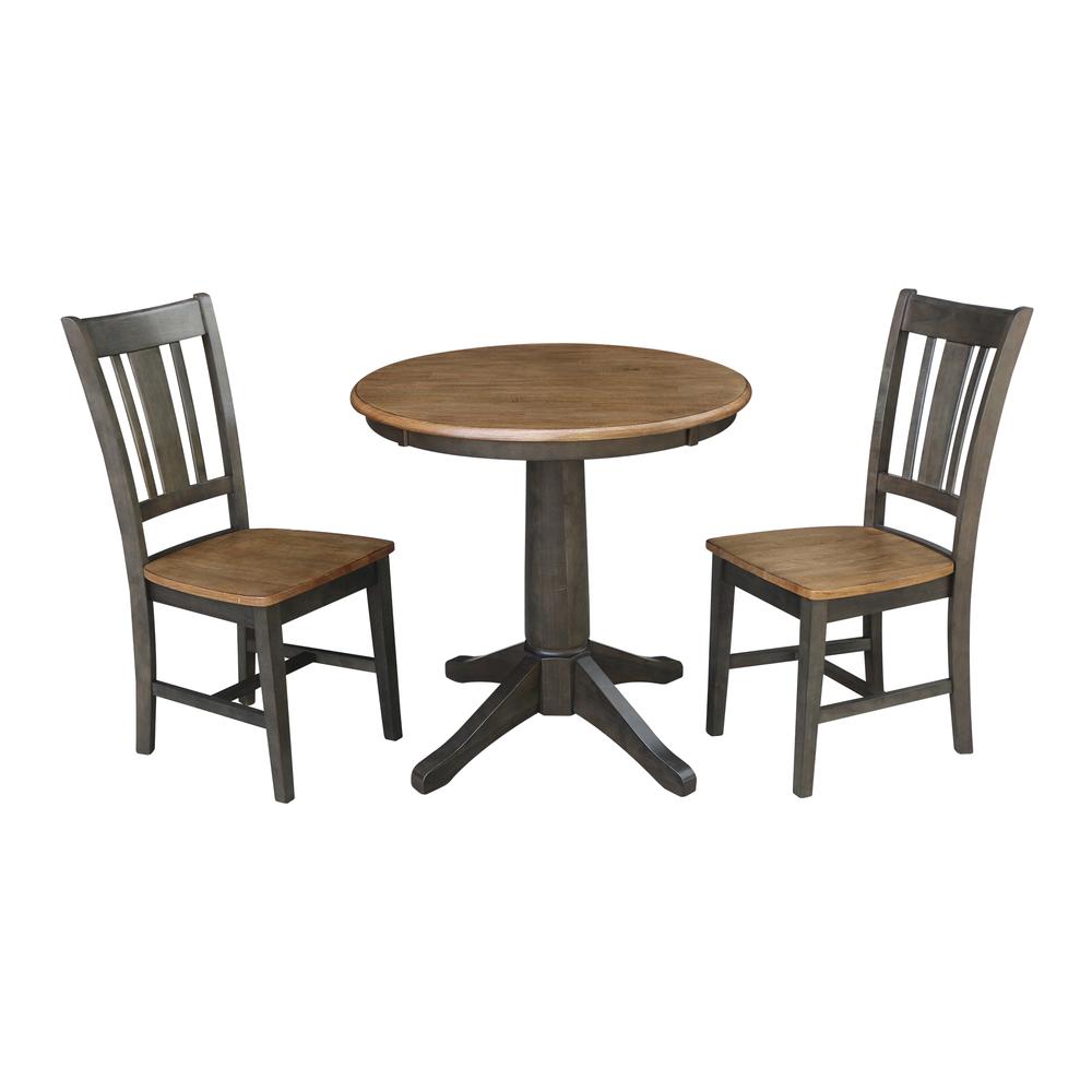 30" Round Top Pedestal Table With 2 San Remo Chairs - 3 Piece Set. Picture 1