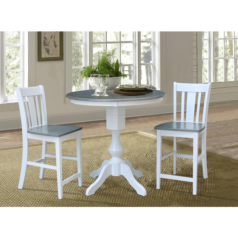 36" Round Pedestal Counter Height Table with 2 San Remo Counter Height Stools. Picture 4