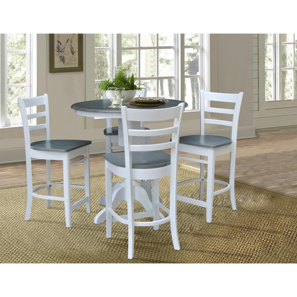 36" Round Pedestal Counter Height Table with 4 Emily Counter Height Stools. Picture 4