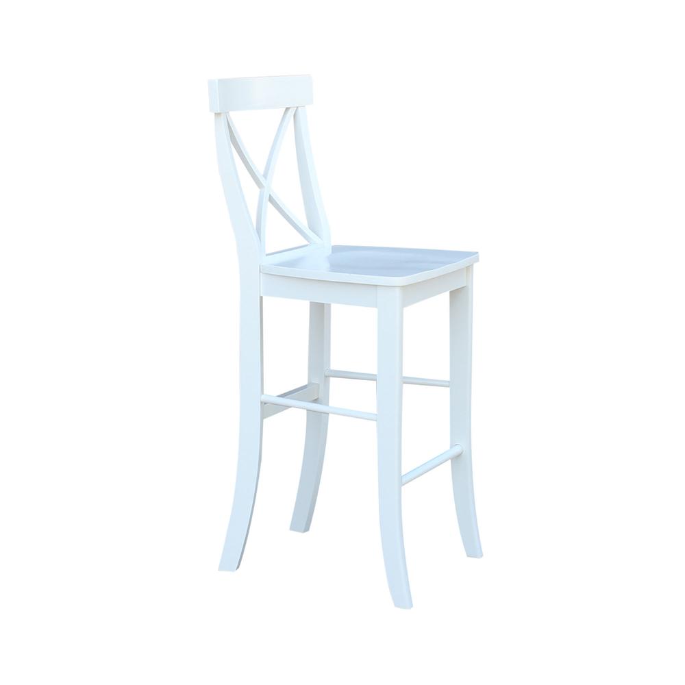 X-Back Bar height Stool - 30" Seat Height, White. Picture 6