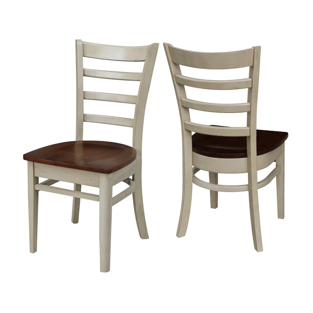 Set of Two Emily Side Chairs, Antiqued Almond/Espresso. Picture 7
