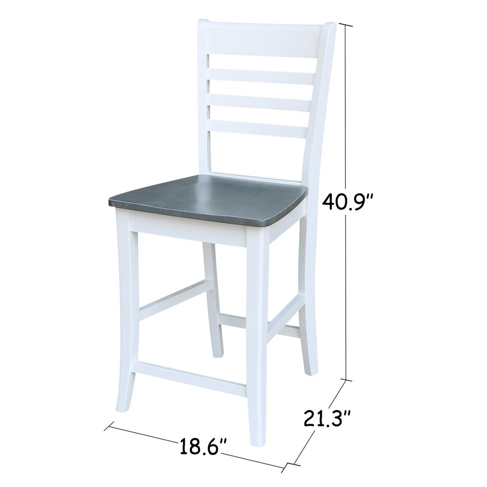 Roma Counter height Stool - 24" Seat Height, White/Heather gray. Picture 8