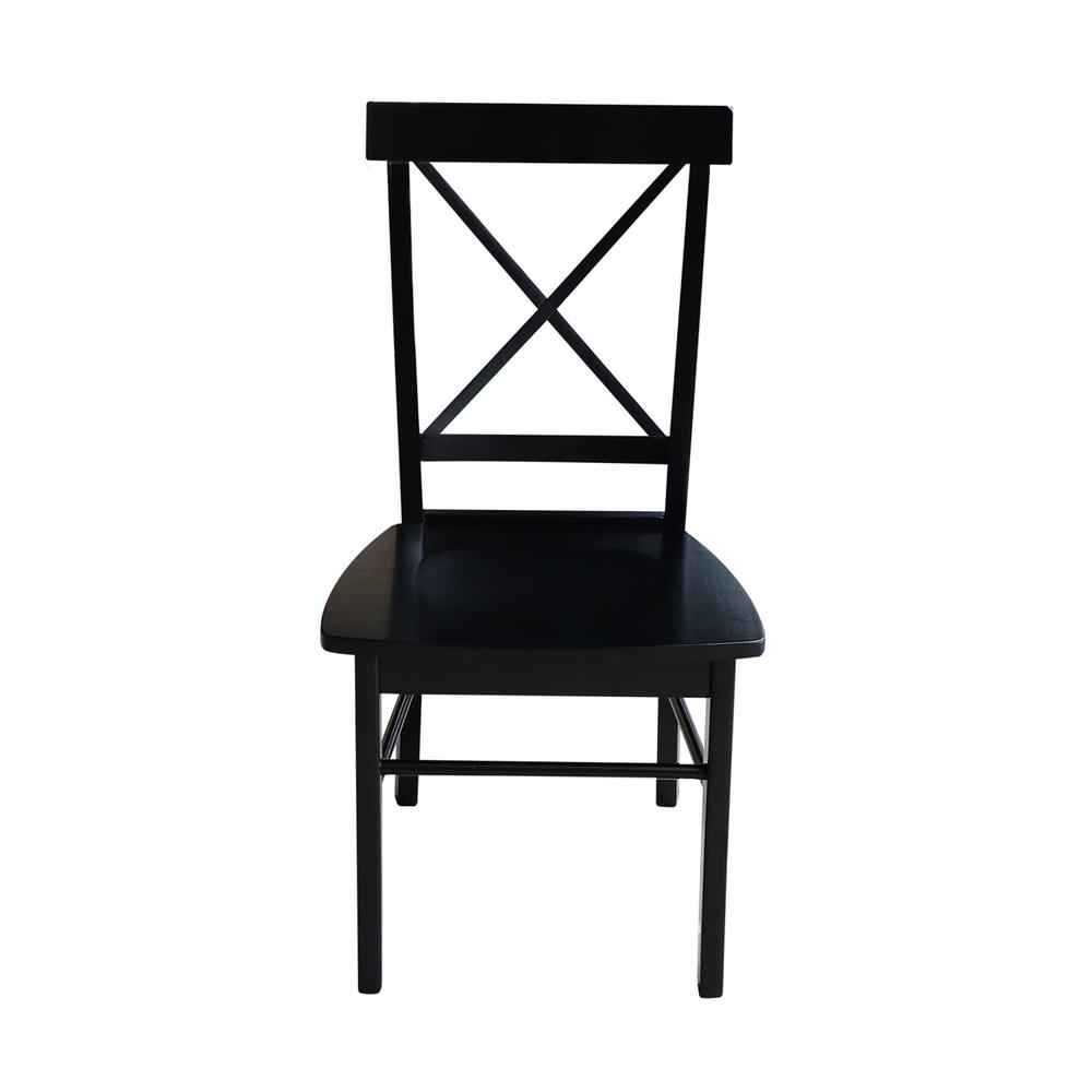 Set of Two X-Back Chairs  with Solid Wood Seats , Black. Picture 6